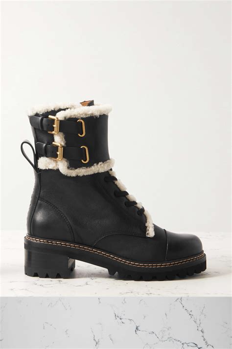 see by chloe flat boots|see by CHLOE. shearling boots.